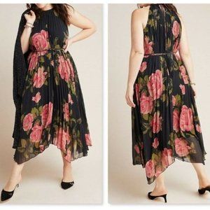 NEW Anthropologie Emeline Pleated Midi Dre…